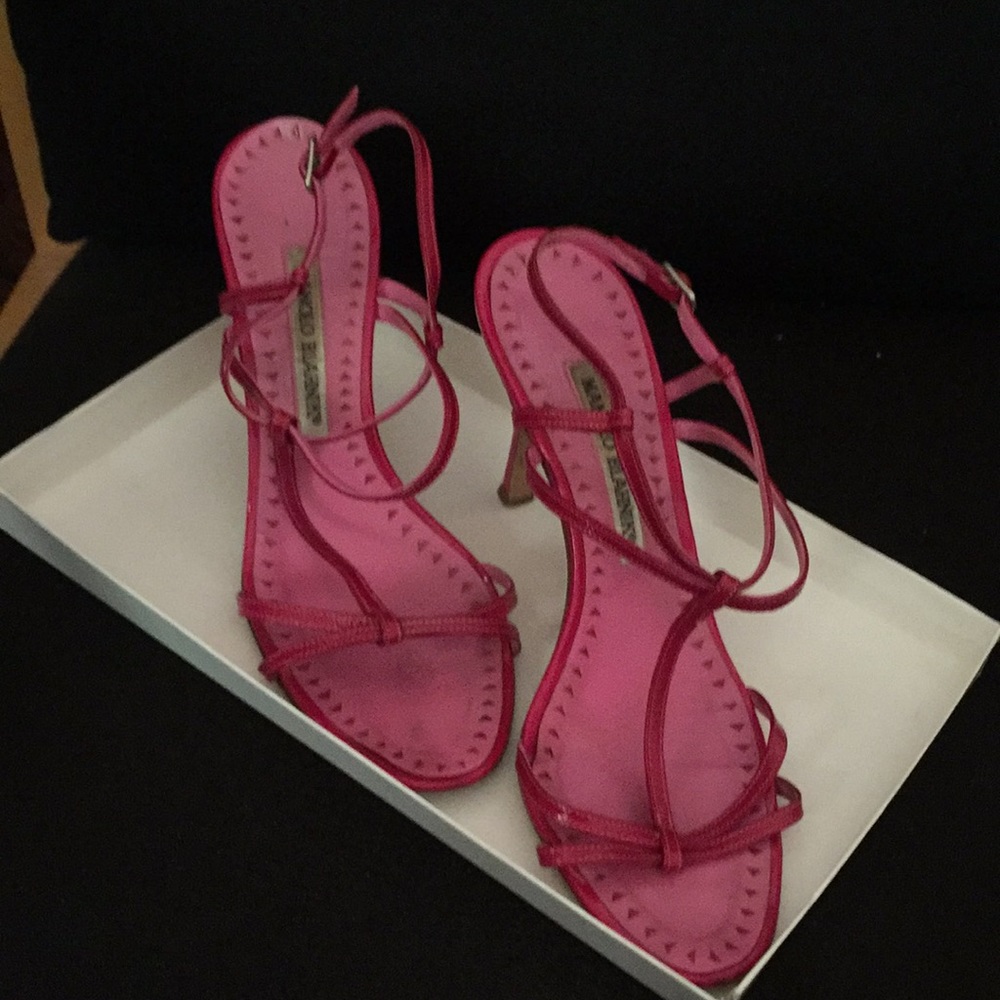 Hot pink straps heel sandals